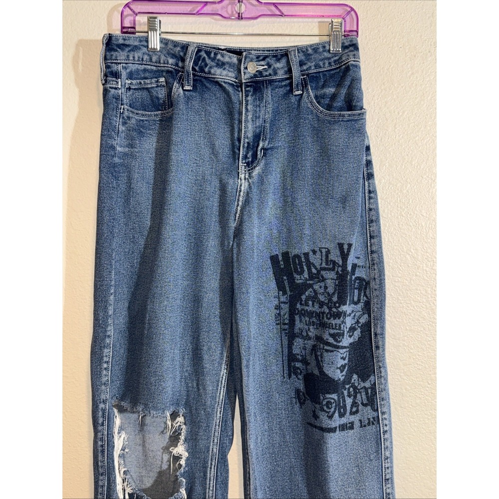 Hollister Womens‎ Jeans Size 5R High Rise Vintage Baggy 27X31 Distressed BOHO